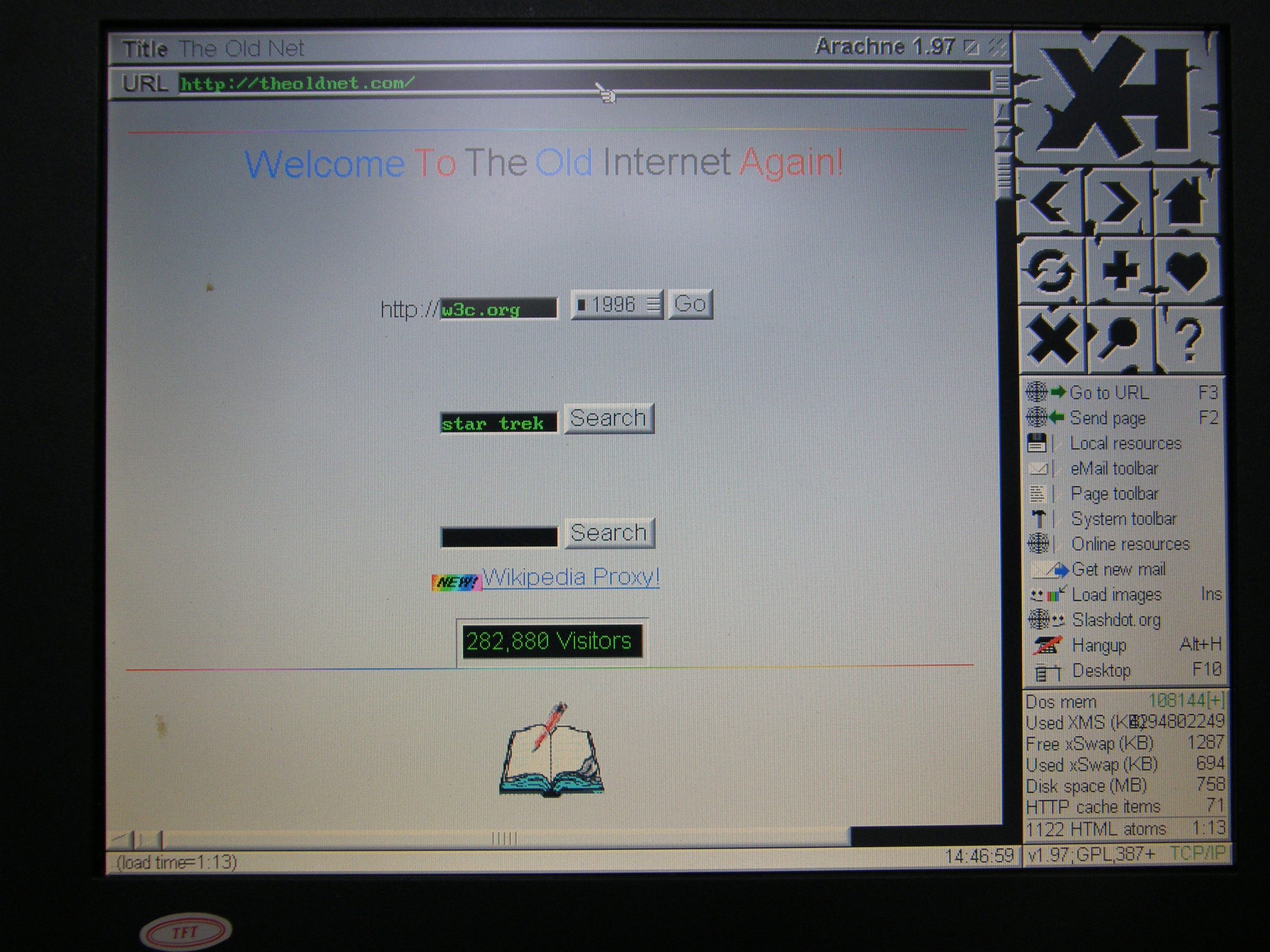 Arachne 1.97 The last graphical pure DOS web browser! United & Co