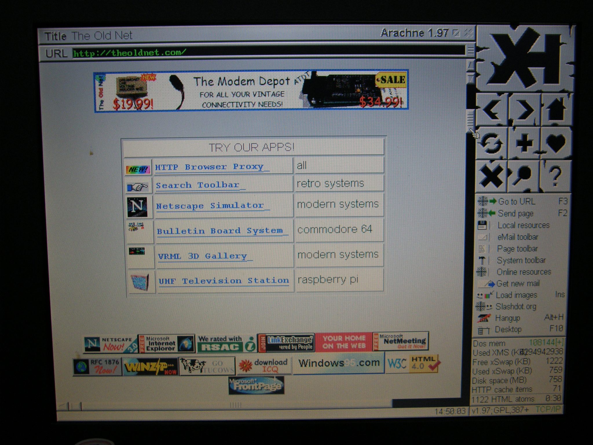 Arachne 1.97 The last graphical pure DOS web browser! United & Co